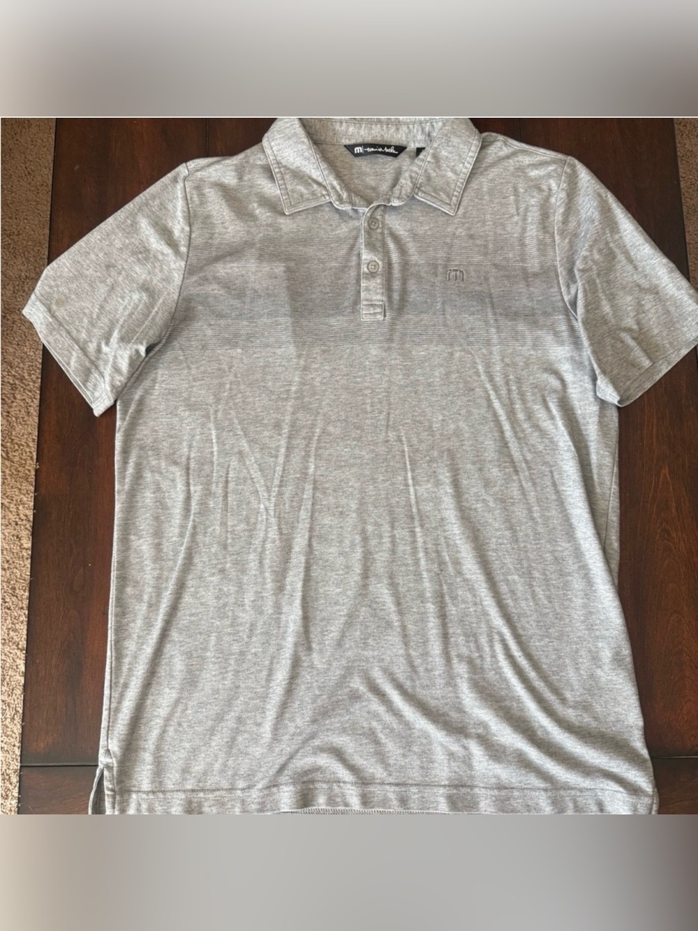 TravisMathew Gray Performance Polo Mens Large Business Casual Golf Shirt